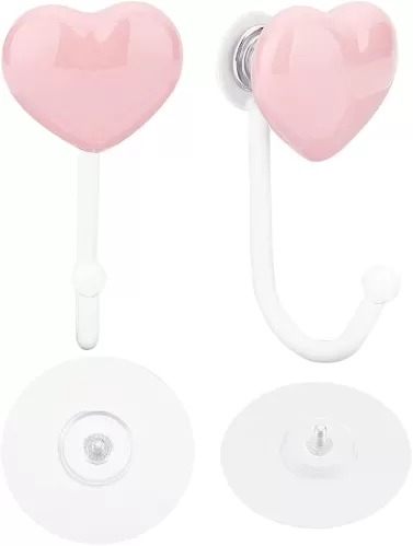 arricraft 2 Styles Heart Hook Hanger, Pink Heart Hook Multifunctional Self Adhesive Door Hook Hanger Wall Hanger Hanging Ornament Door Wardrobe Office Bedroom Kitchen and Other Decorative Items