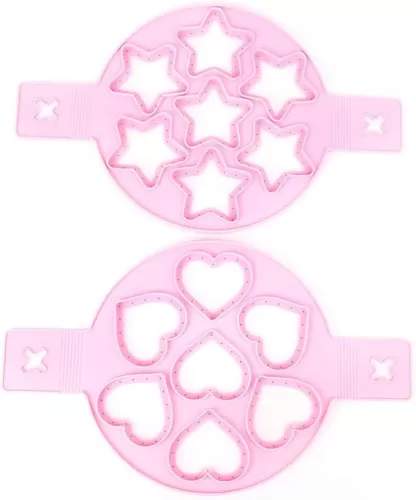 AUNMAS Pancake Pancake Silicone Egg Maker 2 Pack Upgrade 14 Cavity Nonstick Baking Star Heart Shape