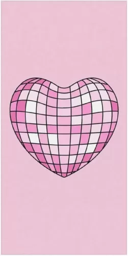Beach Towel, Pink Heart Shaped Disco Ball Printed Microfiber Sand Free Pool Towel Lightweight Oversized Quick Dry 63" X 32" Absorbent Compact Travel Must Have for The Swimming Summer Cruise Ship Essen