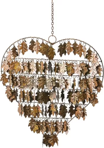 Cape Craftsmen Beautiful Springtime Colorful Heart Shaped Leaf Metal Wind Chime - 15 x 1 x 25 Inches Fade and Weather Resistant Decoration for Homes, Apartments, Yards and Gardens