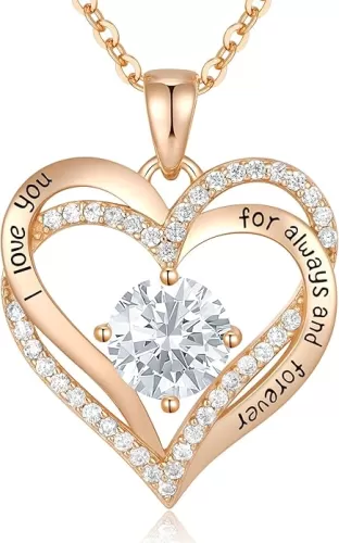 CDE Forever Love Heart Necklaces for Women, Wedding Anniversary, Birthday Mothers Day Gifts for Mom, Mother, Wife, Girlfriend, S925 Silver Jewelry with Birthstone Pendant