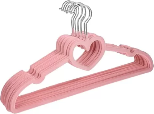 CHILDWEET 10 Pcs Plastic Hangers for Closet Heart Shape Hangers Swivel Hook and Anti-Slip for Dresses