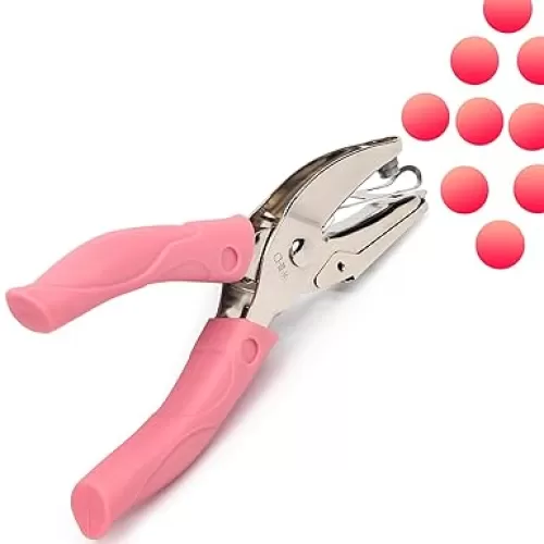 Circle Handheld Hole Paper Punch, Pletpet Heart Hole Punch + Star Hole Punch 1/4 Inch Metal Single Hole Paper Punch, with Soft-Handled for Tags Clothing Ticket