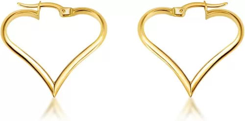 Claddagh Gold 14K Yellow Gold Heart Shaped Love Hoop Earrings
