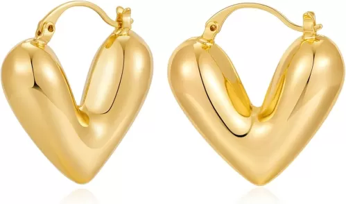 CLASSYZINT Chunky Gold Hoop Earrings For Women Small Gold Plated Chubby Huggie Earrings Lightweight Earrings Gift…