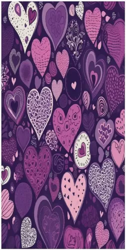 Cotton Ultra Soft Bath Towels Portable Beach Towel Purple Heart Shape Printed Plus Size Beach Towel Lightweight Absorbent Quick Drying Towels