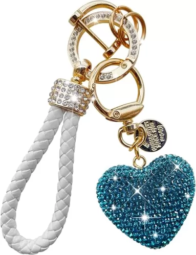 Crystal Keychain for Women with Sparkly Rhinestones Heart Shape, Pretty Key Chains for Women Girls Gifts