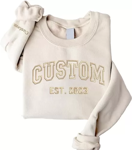 Custom Embroidered Sweatshirts and Hoodie Design Your Own, Personalized Sweatshirts Hoodie For Everyone, Add Text On Sleeve, Add Your Own Custom Text, Gifts Mothers Day, Christmas