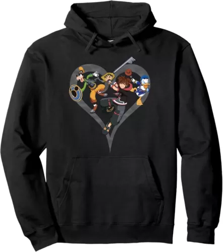 Disney Kingdom Hearts Sora Donald Goofy Action Pose Pullover Hoodie