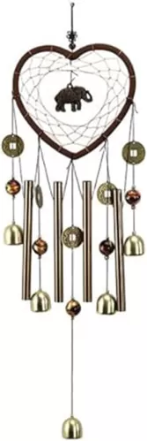 Elephant Bell Wind Chime, Wind Chime Heart Shaped Pendant Decoration Dream Chasing Net Alloy Wind Chime Elephant for Outdoor Wind Chime Garden Bell Shaped Pendant Indoor