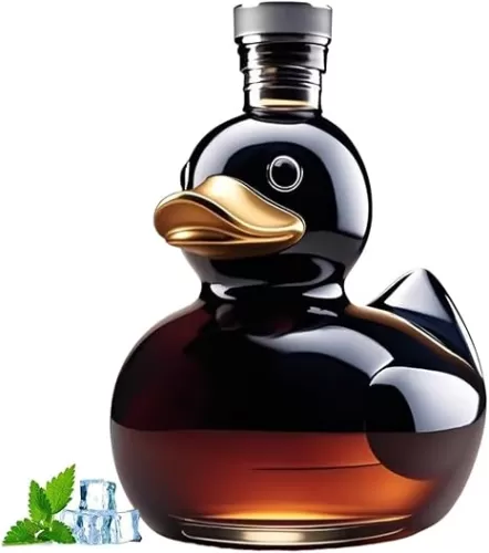 Funny Whiskey Duck Bottle – 10oz Glass Alcohol Dispenser | Hilarious Creativity animal Flask for Scotch, Vodka, Tequila – Gift for Men, Whisky Lovers，Novelty Home Bar Decor