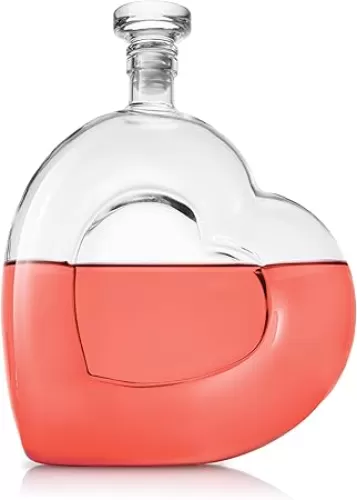 Godinger Heart Whiskey Decanter Wine Decanter, Valentines Day Liquor Decanter Gift, 44oz