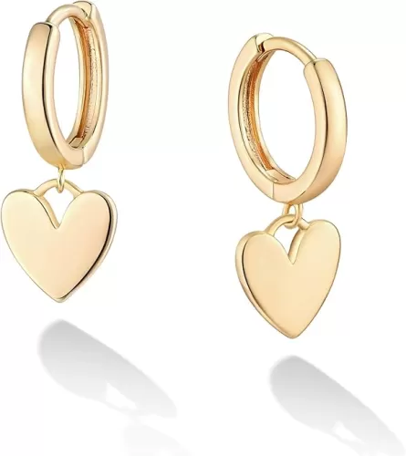 Gold Dainty Dangle Hoop Earrings for Women Small Huggie Hoop with Cubic Zirconia Cute Star Heart Butterfly 14K Gold Plated Earring Minimalist Jewelry