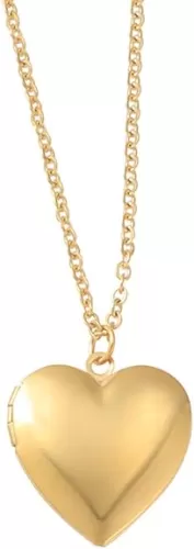 Gold Love Heart Locket Necklace Photo Locket Necklace Hold Pictures Polished Lockets Necklace Stainless Steel Heart Shaped Locket Pendant Necklace Jewelry for Women