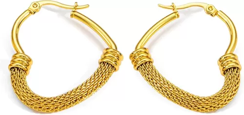Gold Plated Heart Hoop Earrings for Women Hypoallergenic Stainless Steel Medium Elegances Love Earrings 35mm Unique Gifts for Women