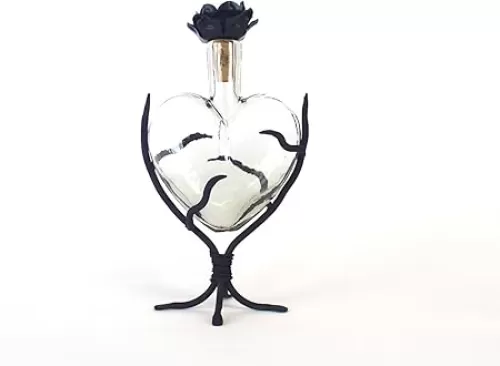 Hand Blown Glass Heart Decanter (Medium, Clear)
