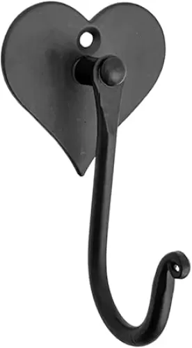 Hand Forged Heart Shape Coat Hooks Handmade Wall Mounted Hooks Wrought Iron Wall Hooks for Office and Home Matt Black Powder Coated Hooks by Living Ideas