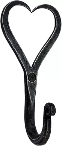 Hand Forged Heart Shape Metal Wall Hooks Wrought Iron Hook Blacksmith Vintage Wall Hook Handmade Wall Mounted Rustic Hooks For Office And Home Black Antique Finish Wall Hooks By Living Ideas