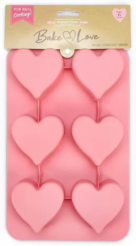 Handstand Kitchen Baked with Love Heart Shaped Silicone Cupcake Mold