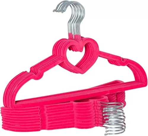 Hangers- Kids 18PK Hangers, Heart Shape Cut Out, Pink