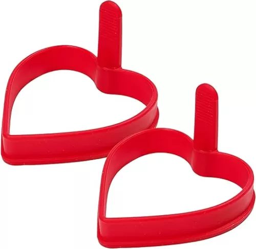 Heart Silicone Pancake Molds, 2 Pack Silicone Pancake Molds for Heart Shape Pancakes, Pancake Maker Mold for Griddle - Red