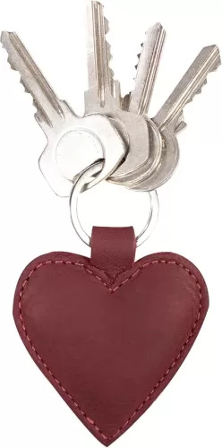 Hide & Drink, Heart-Shape Keychain, Key Organizer, Keyring Holder, Cute Accessories, Full Grain Leather, Handmade, Sangria