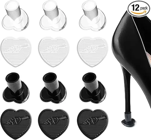High Heel Cap Protectors & Heel Repair Caps Covers (6 Pairs Heart Type) for High Heel Shoes Women, Anti-Slip and Protecting from Bricks & Cracks