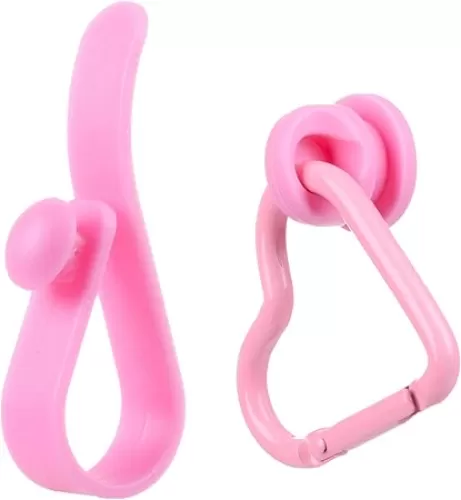 Hook + Keychain Clip Accessory for Bogg Bag and Simply Southern Tote, Cute Heart Shaped Key Chain Clip Charm Decorative for Rubber Beach Handbag(Pink)