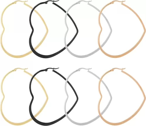 Hoop Earrings for Women, Hypoallergenic Big Heart/Rhinestones Round Star Hoop Earrings Set for Women Fashion Round Lightweight Earring Sets for Daily Party Wear
