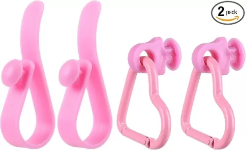 Insert Hook Set Accessory for Bogg Bag and Simply Southern Totes, 2Pcs Hook + 2Pcs Cute Heart Shaped Key Holder Charm for Rubber Beach Tote and Bag(Pink)
