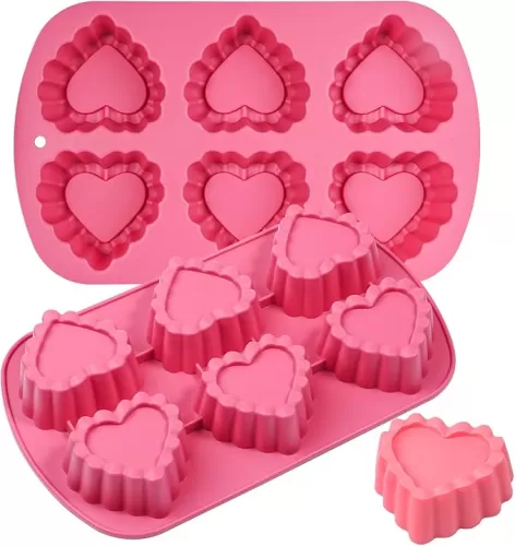 Kamehame Heart Bunt Cake Pans, 2 Pack Heart Shape Muffin Pan Small Heart Shaped Cake Pans Nonstick Heart Silicone Molds for Baking