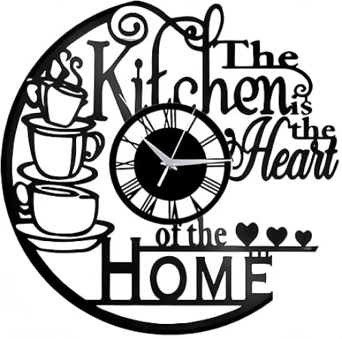 Kitchen Wall Clock with Cup Design, The Heart of The Home, 12 Inches