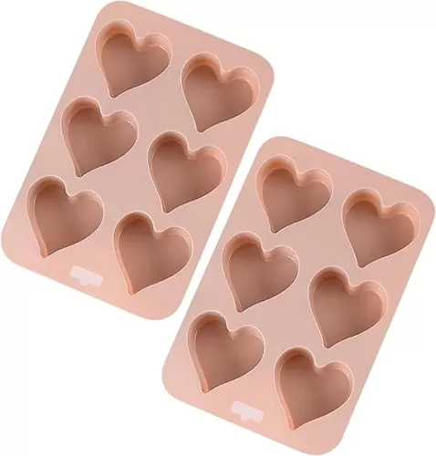 Kundalini 2PCS Heart Cake Mold for Baking, Valentine Heart Silicone Molds 6-Cavity Heart Shaped Cake Pans