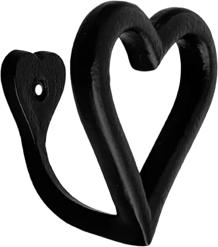 Living Ideas Cast Metal Handmade Heart Hook, Wall Mounted Bathroom Towel Hook Modern Farmhouse Coat Hanger, Heavy Duty Hook for Towel, Plant, Pots, Mug & Hats Classic Style Kitchen Towel Hook