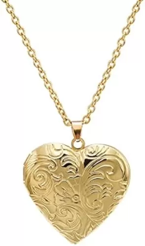 Locket Necklace, Engraved Heart Shaped Locket Pendant Necklace That Holds Pictures Personalized Photo Locket Necklace Memory Necklace for Women Men