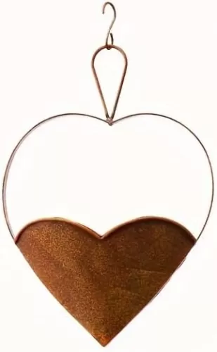 Metal Plant Hanger Outdoor & Indoor - Heart-Shaped Rustic Hanging Planter with Hook for Garden, Window, Wall