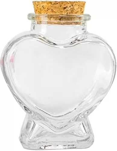 Mini Glass Heart Shaped Wish Bottle with Cork Stoppers, Small, Romantic/Whimsical, Decorative, Novelty