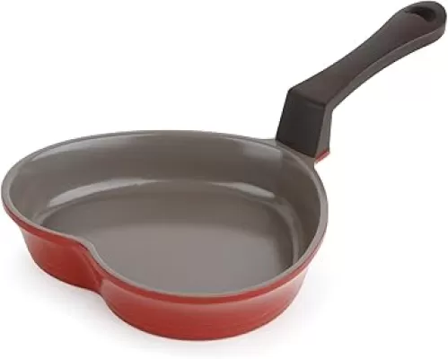Neoflam 5.5'' Ceramic Nonstick Little Shaped, Frying Griddle Pan Shaper, Mini Pancake Waffle Maker with Heat Resistant Handle for Breakfast Scrambled Egg, Grilled Cheese, Red Heart (51102)