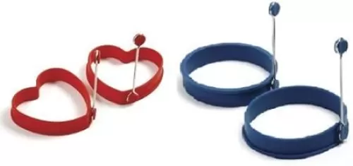 Norpro Silicone Egg Pancake Ring Round and Heart Shape Set