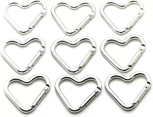 ONDEPOT Heart Shaped Gift Aluminum Alloy Carabiner Clip Key Keychain Backpack Accessory Pack of 12 pieces