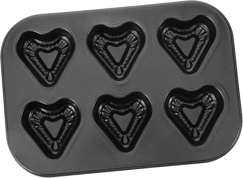 ORFOFE 6hole Heart-Shaped Cake Mold Baking Pan with Non-Stick Coating for Cupcakes and Desserts for Parties and Special Occasions