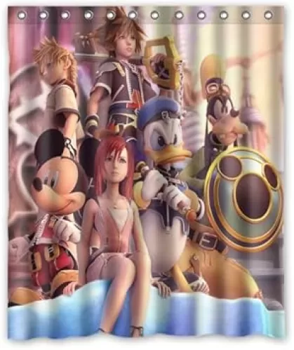 Personalized Custom Fashion Cartoon Kingdom Hearts Shower Curtain Bathroom Decoration Mildew Waterproof Polyester Fabric Shower Curtains 60" x 72" Inch