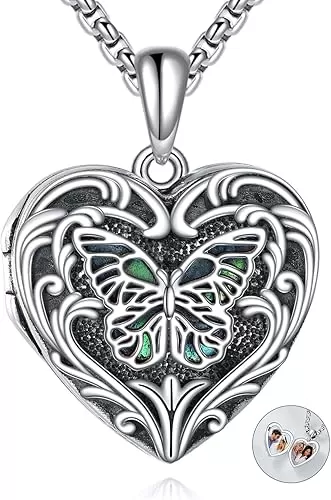 Personalized Heart Locket Necklace 925 Sterling Silver That Holds Pictures Photo Keep Someone Near to You Custom Lockets Necklaces Letters Engraving for His Her