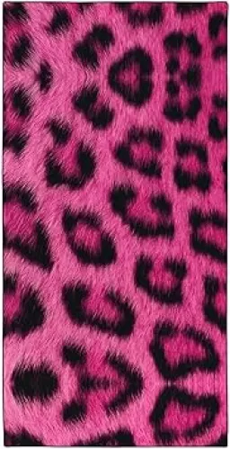 Pink Leopard Print Love Beach Towel 36"x72" Quick-Dry Sand-Free Soft Microfiber for Pool Camping