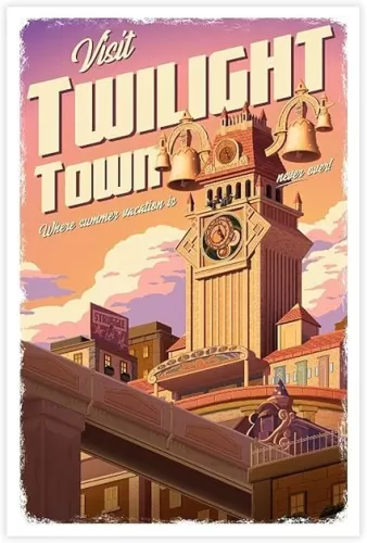 Print Painting Twilight Town (Kingdom Hearts 2) - Travel, Gamer Gift Aesthetic Wall Art Prints Poster Canvas - Modern Home Decor for Bedroom, Living Room, Office - Trendy Wall Decorations Artwork Unfr