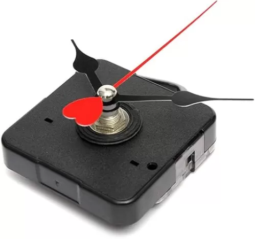 Quartz Clock Wall Movement Mechanism Black Red Hearts Hand Repair Part Kit DIY