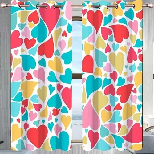 Red Blackout Curtains for Bedroom Windows, Love Heart Shaped Privacy Curtain Currains 63in Width by 80in Height