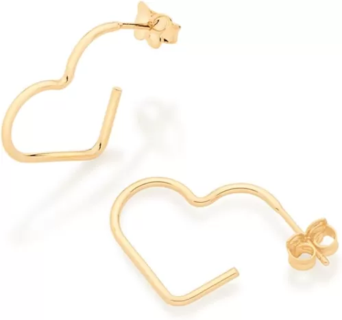 Rommanel 18K Gold Plated Heart Small Hoop Earrings | Dainty Gold Hoop Earrings in the Shape of a Heart | Lovely, Versatile Jewelry Models for Women