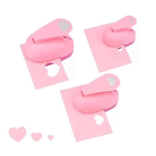 Rongon 3PCS Paper Punches for Crafting, Heart Hole Punch for Kids, Scrapbook Punch for Photos, Paper Puncher Tool for Wedding Day Greeting Card DIY Scrapbooking Albums Arts