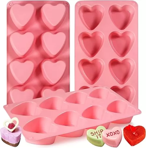 Sidosir Round Silicone Mold for Baking, 4inch Large Breakfast Sandwiches Mold Silicone for Whoopie Pie, Non-Stick Hamburger Buns Molds for Egg Pan (3, Heart)